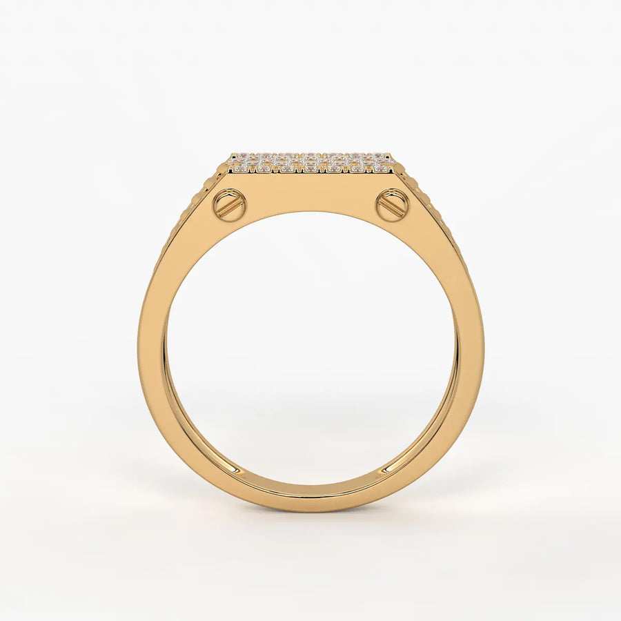 Ribbed Grid Statement Ring for Men