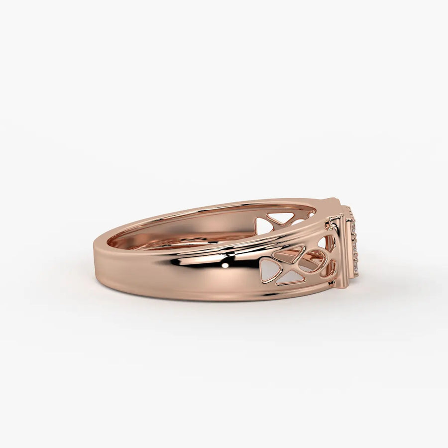Rectangular Grid Panel Ring for Men