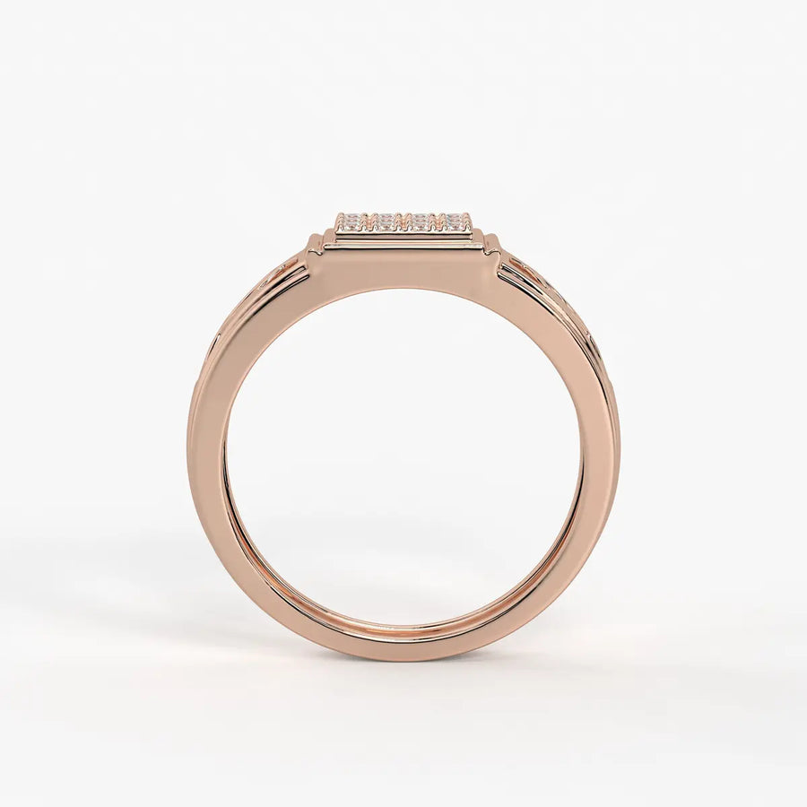 Rectangular Grid Panel Ring for Men