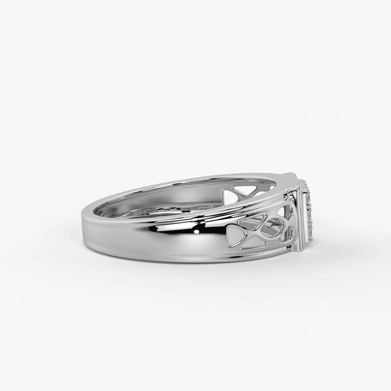 Rectangular Grid Panel Ring for Men