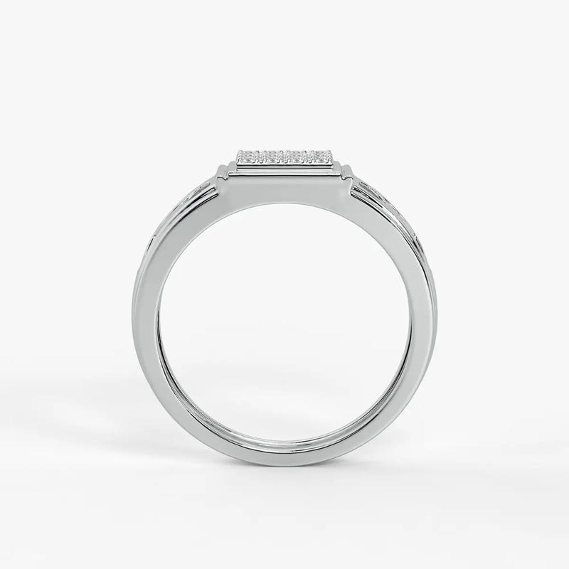 Rectangular Grid Panel Ring for Men