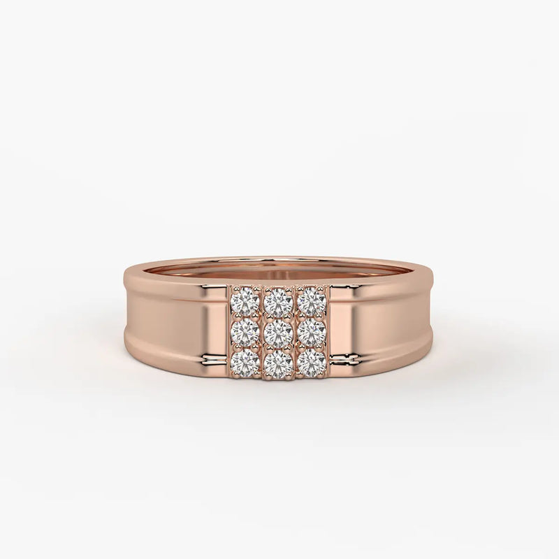Triple Row Cluster Ring for Men