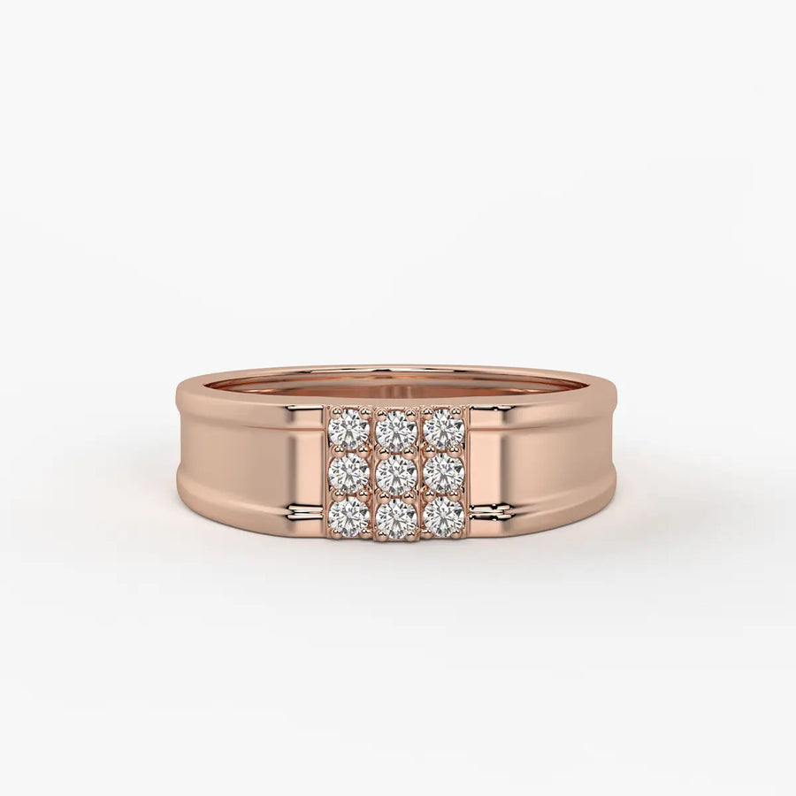 Triple Row Cluster Ring for Men