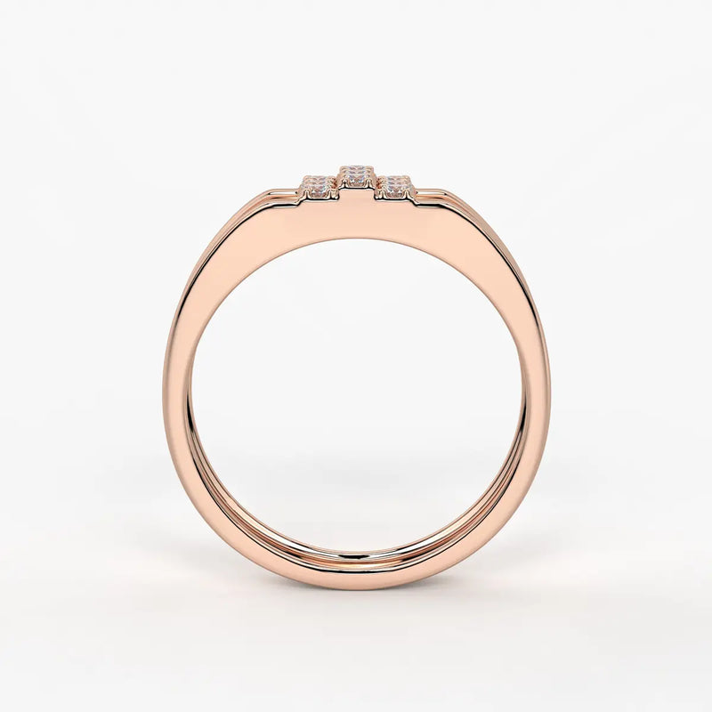 Triple Row Cluster Ring for Men