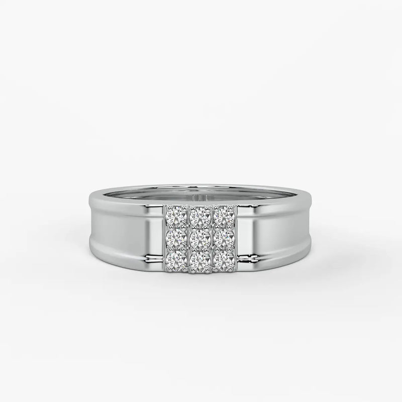Triple Row Cluster Ring for Men