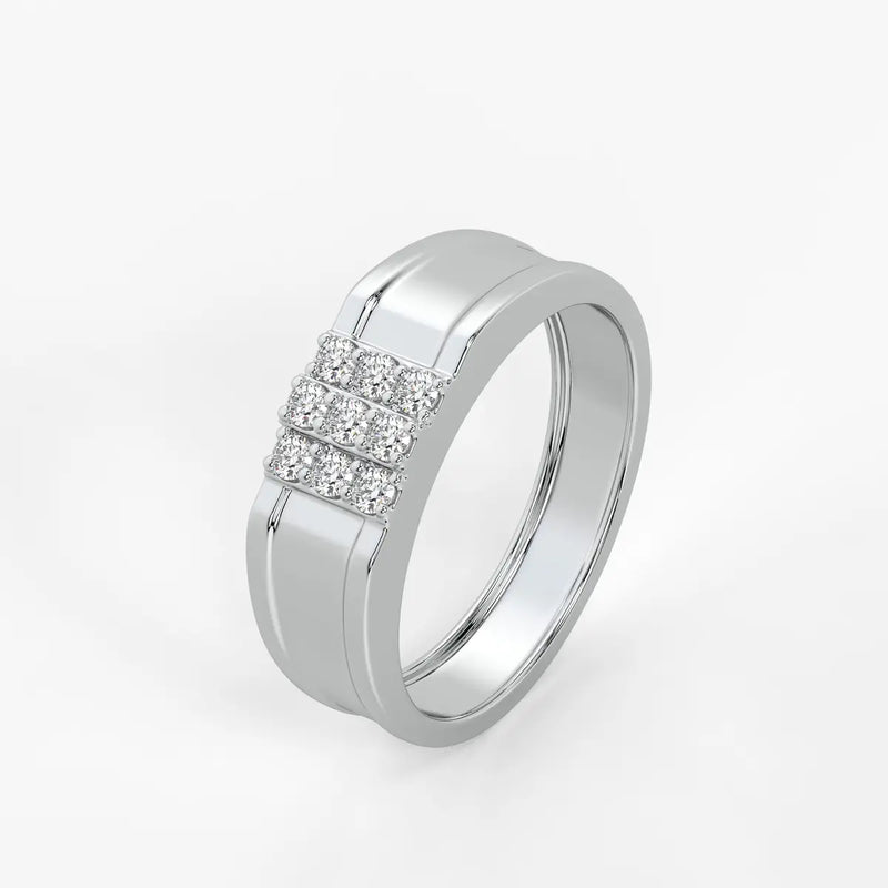 Triple Row Cluster Ring for Men