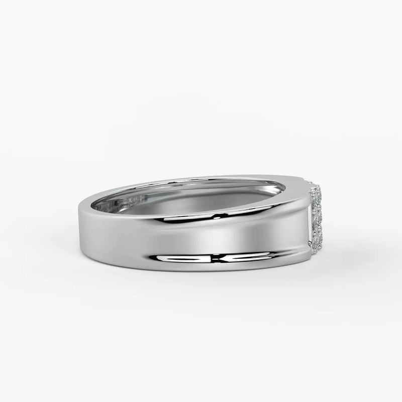 Triple Row Cluster Ring for Men