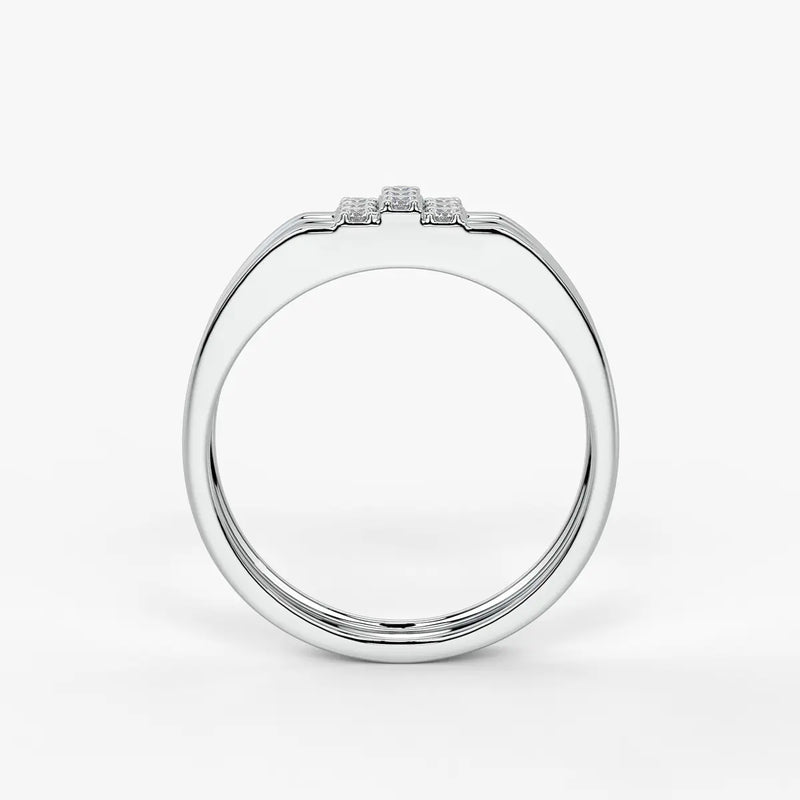 Triple Row Cluster Ring for Men