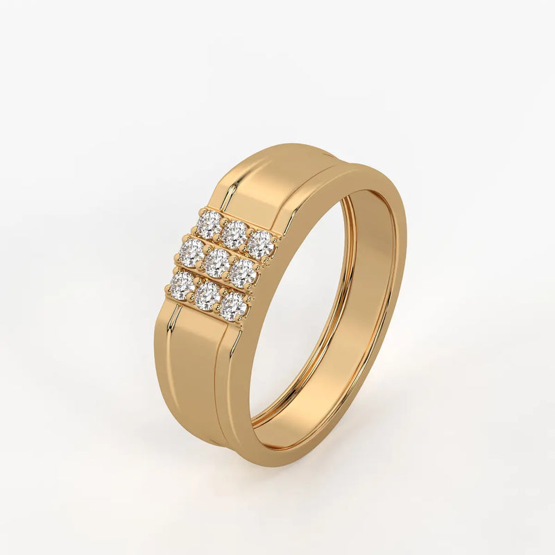 Triple Row Cluster Ring for Men