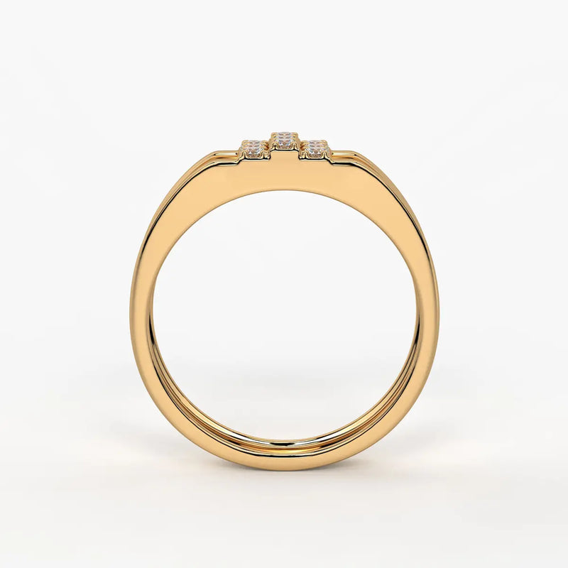 Triple Row Cluster Ring for Men