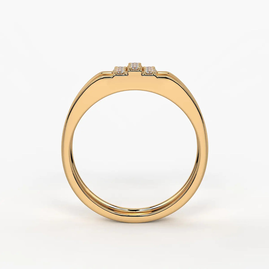Triple Row Cluster Ring for Men