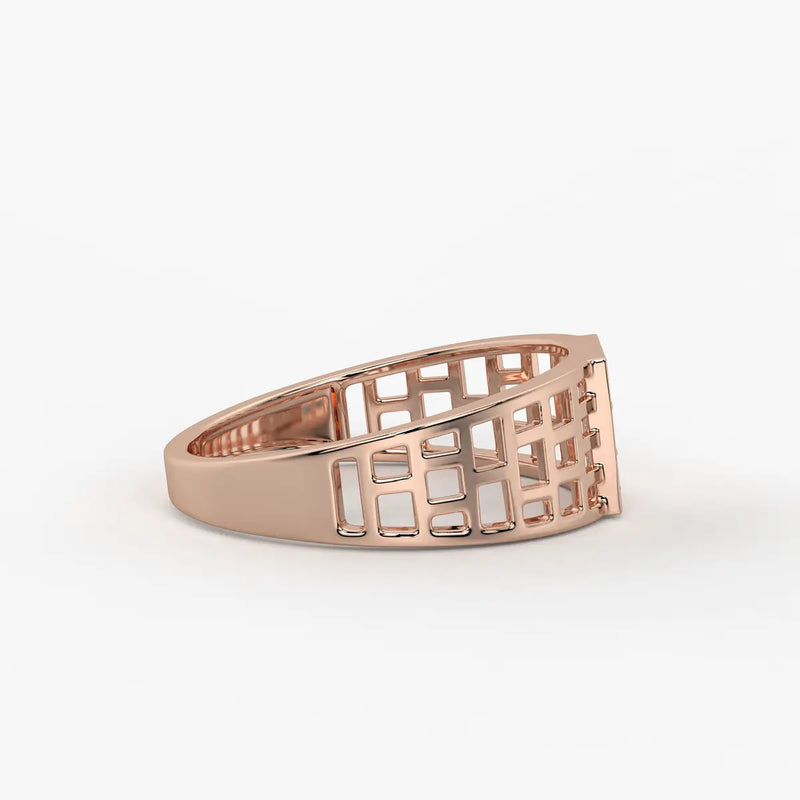 Grid Square Signet Ring for Men