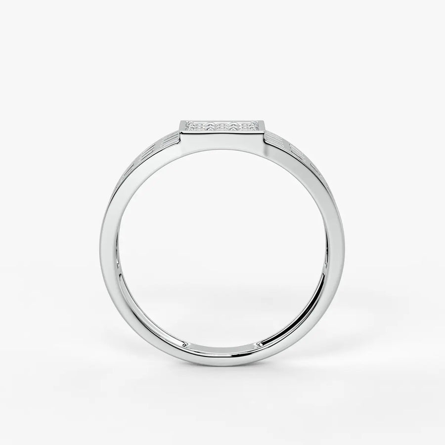 Grid Square Signet Ring for Men
