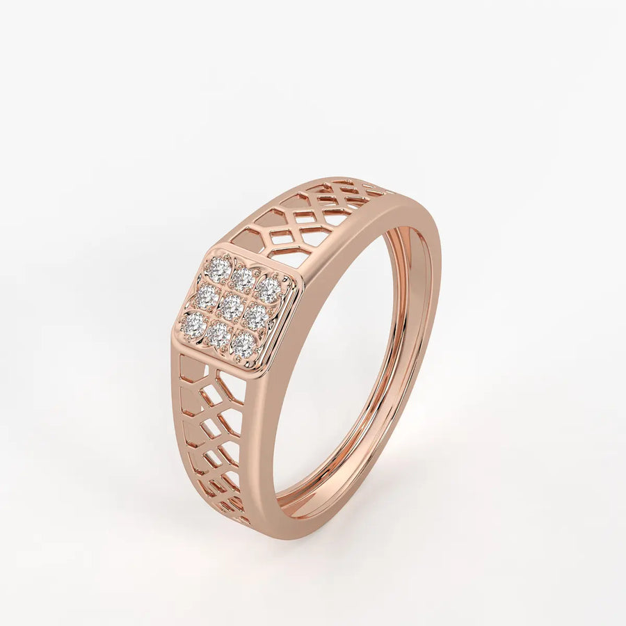 Lattice Square Statement Ring for Men