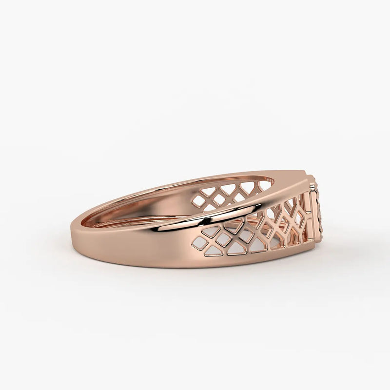 Lattice Square Statement Ring for Men