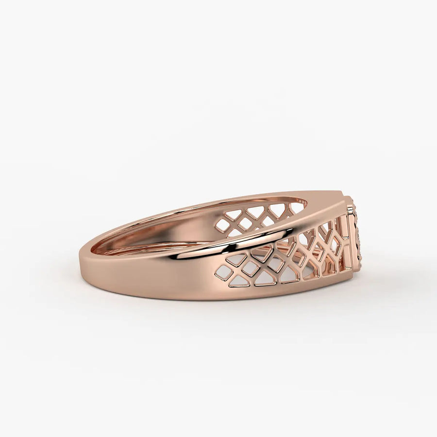 Lattice Square Statement Ring for Men