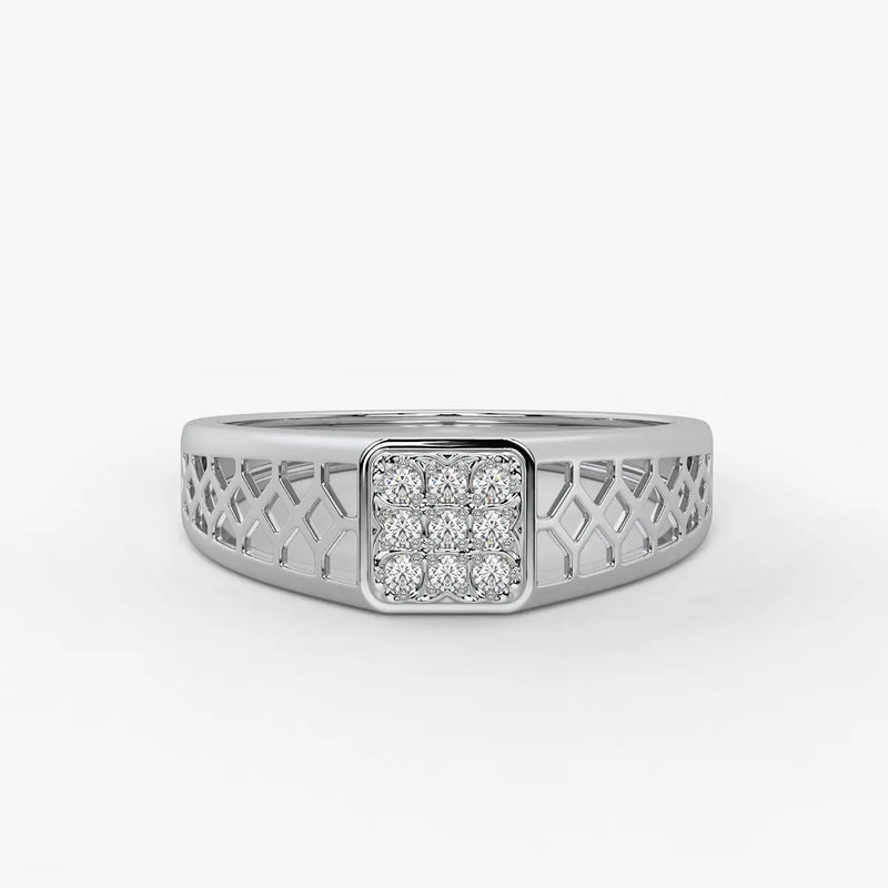 Lattice Square Statement Ring for Men