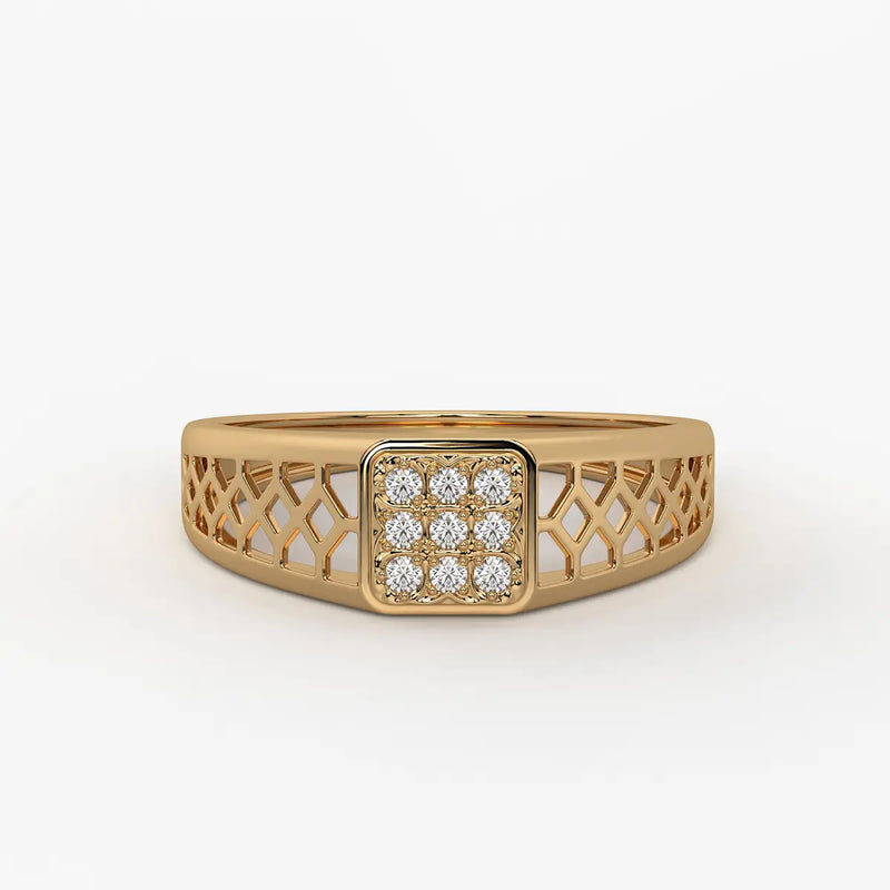 Lattice Square Statement Ring for Men