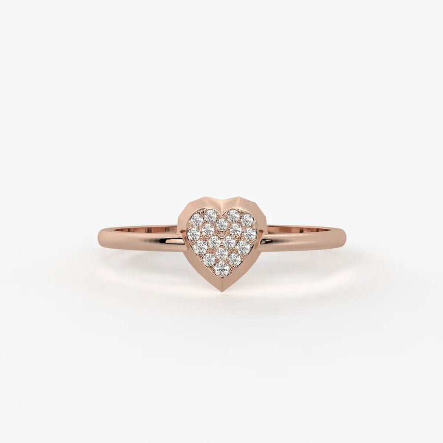 Puffed Heart Classic Ladies Ring