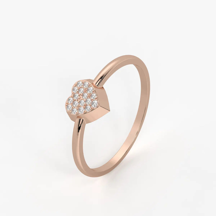 Puffed Heart Classic Ladies Ring