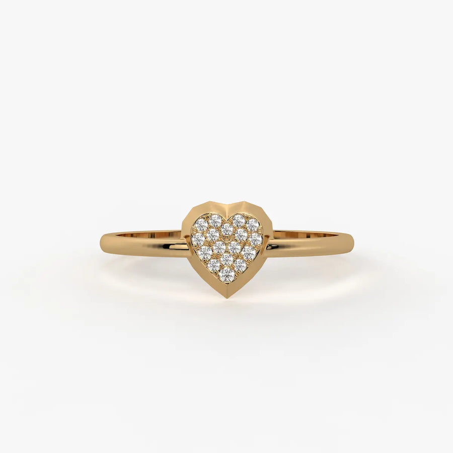 Puffed Heart Classic Ladies Ring
