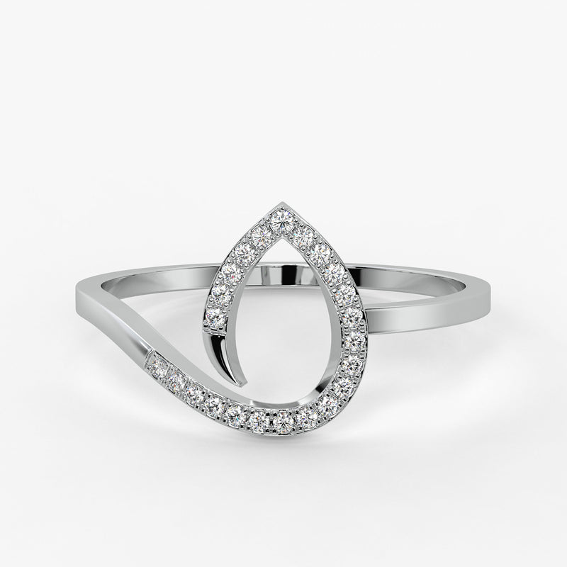 Open Teardrop Contemporary Ladies Ring