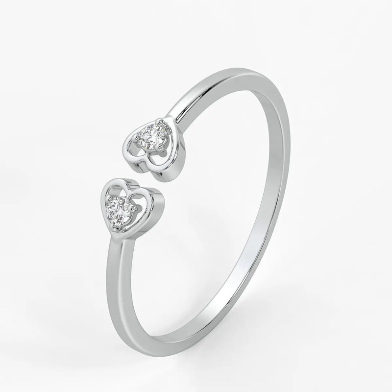 Twin Heart Minimal Ladies Ring
