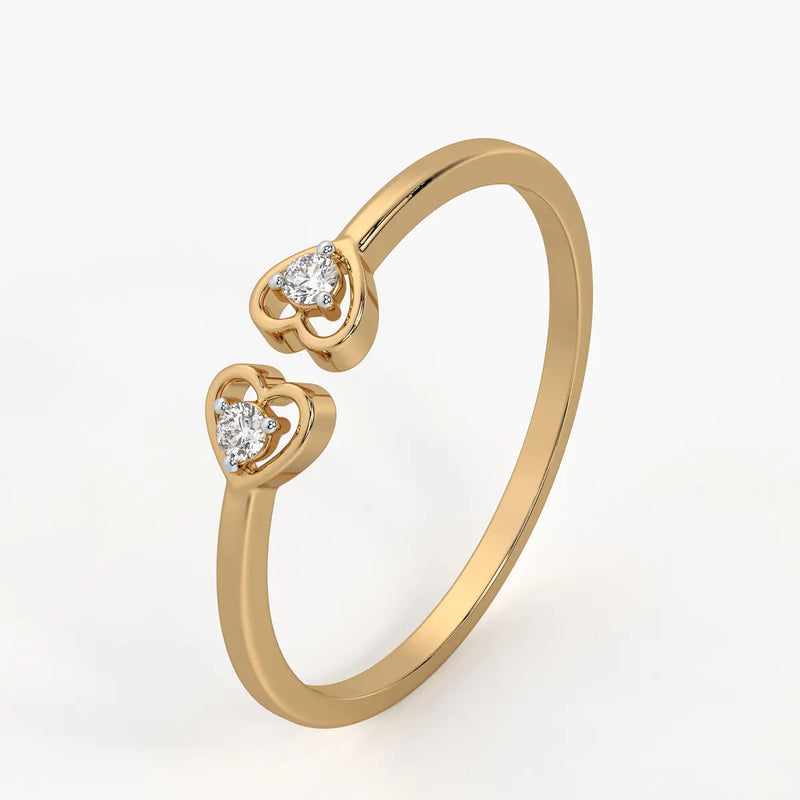 Twin Heart Minimal Ladies Ring