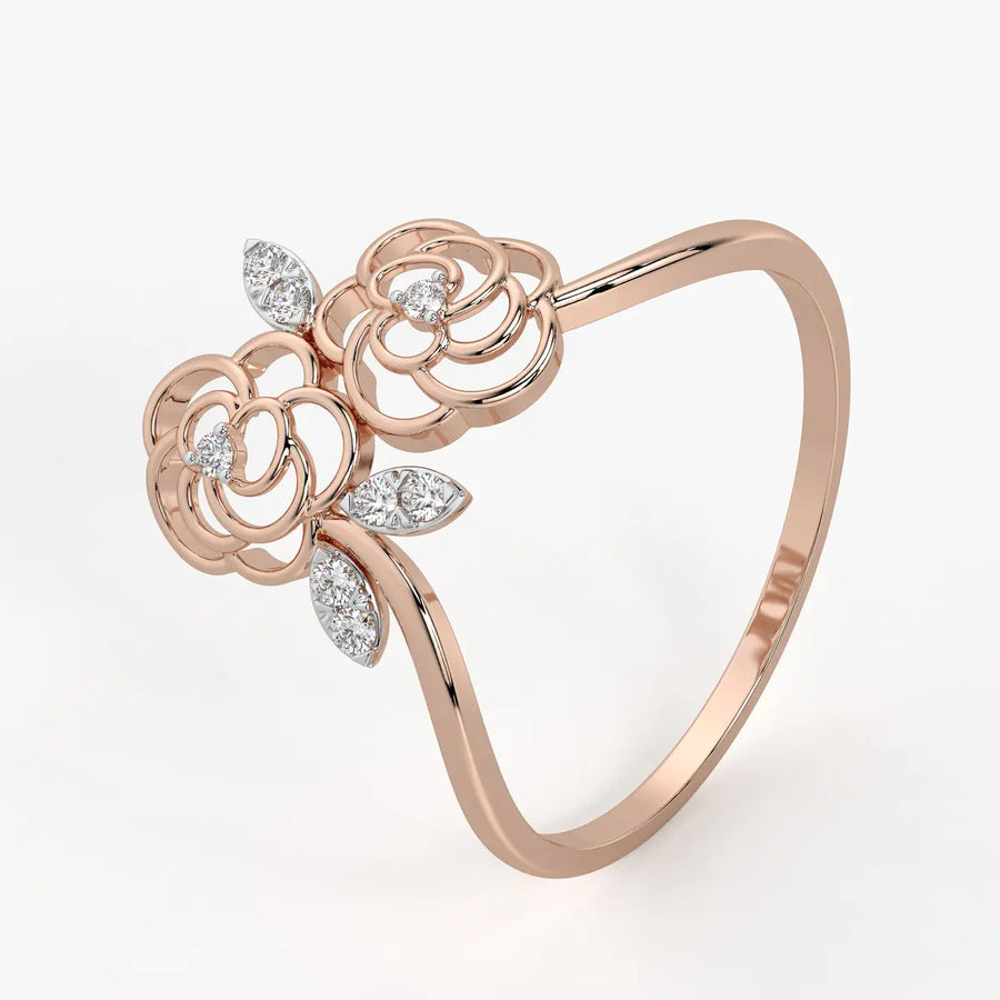 Twin Rose Floral Ladies Ring