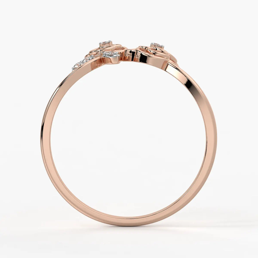 Twin Rose Floral Ladies Ring