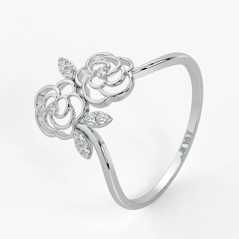 Twin Rose Floral Ladies Ring