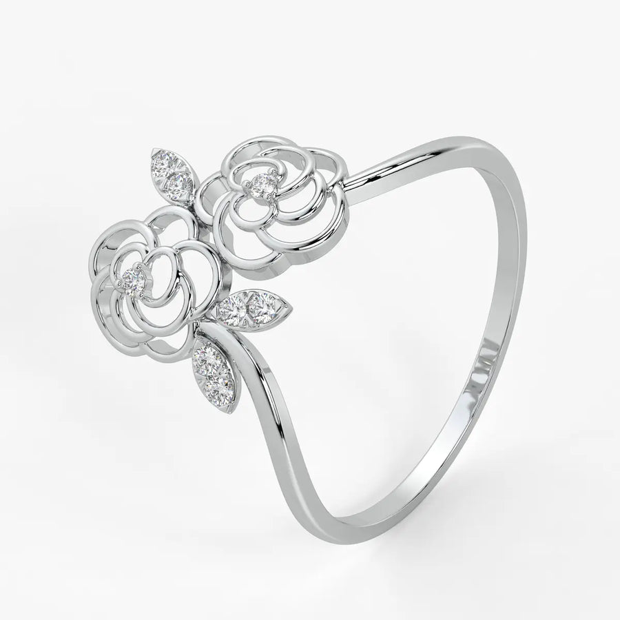 Twin Rose Floral Ladies Ring