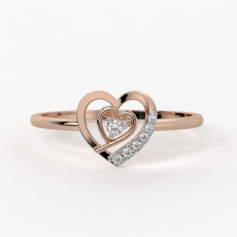 Layered Heart Classic Ladies Ring
