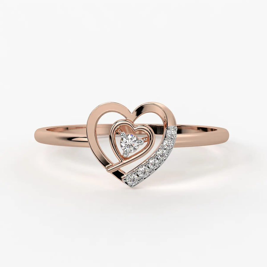 Layered Heart Classic Ladies Ring