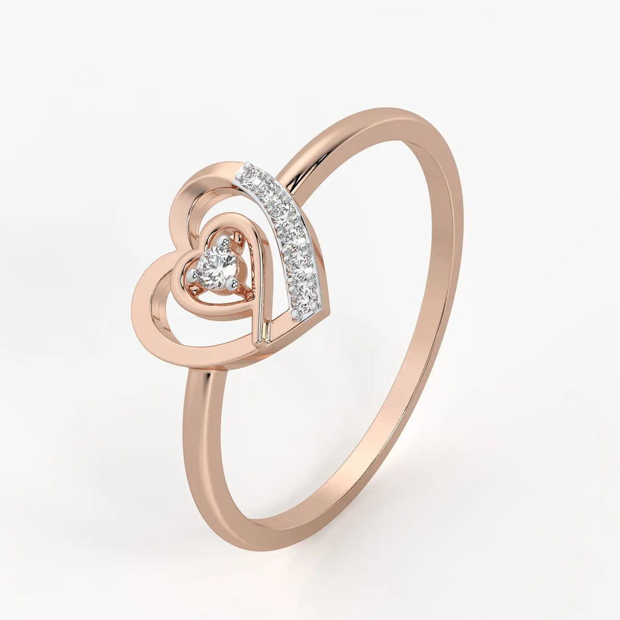 Layered Heart Classic Ladies Ring