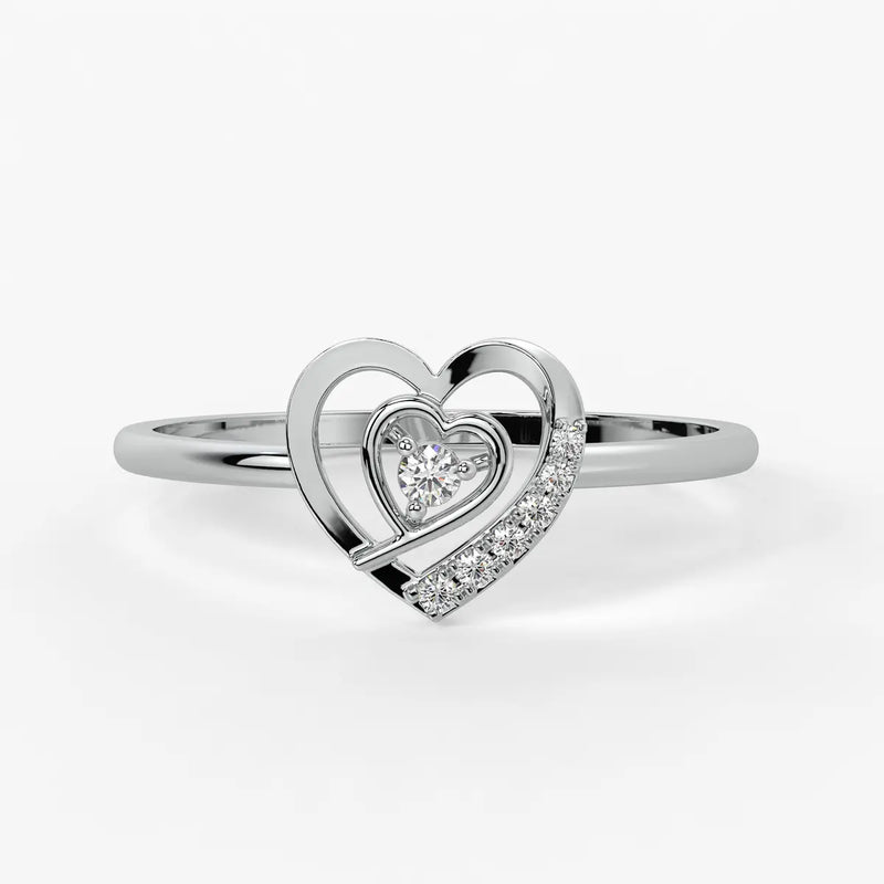 Layered Heart Classic Ladies Ring
