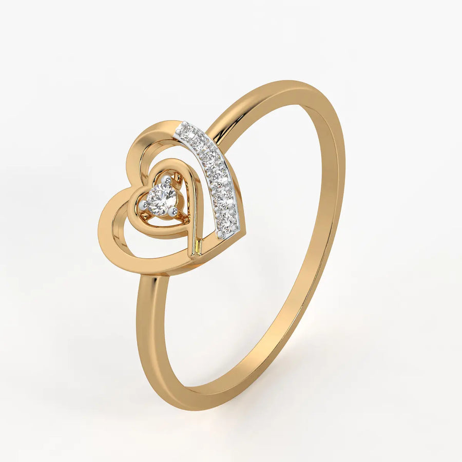 Layered Heart Classic Ladies Ring