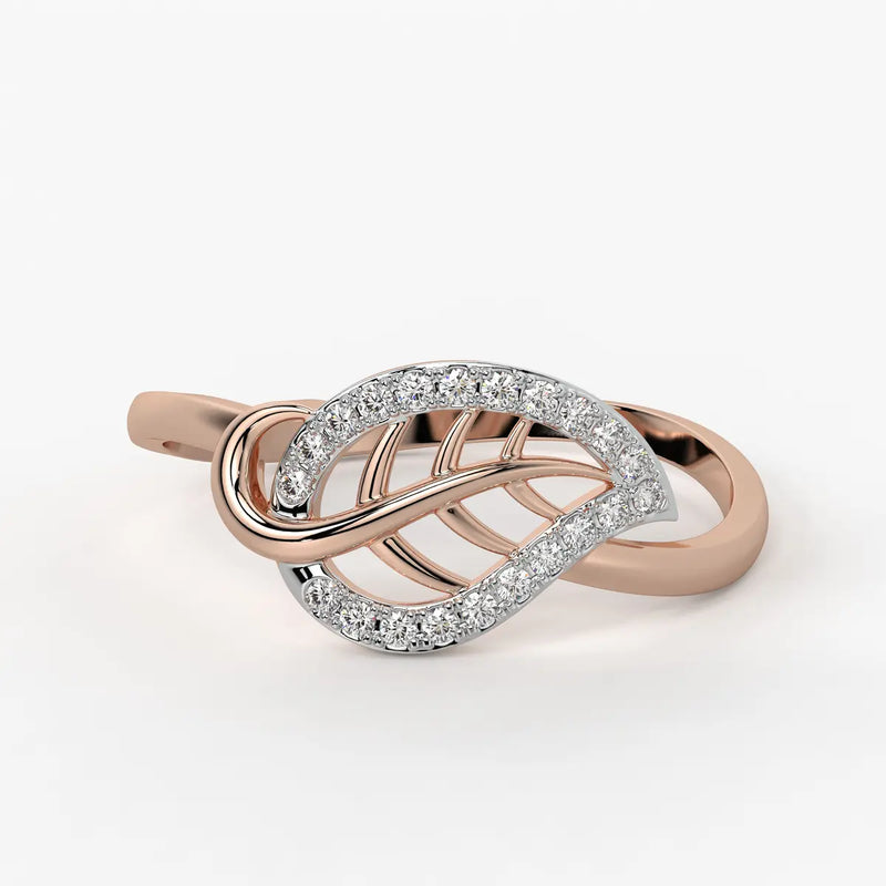 Leaf Motif Diamond Ladies Ring