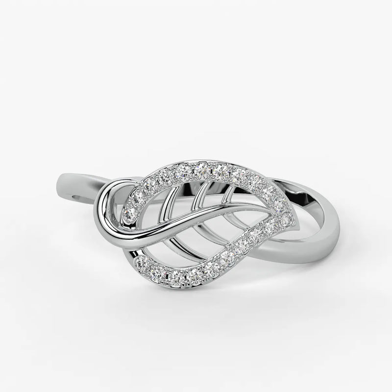 Leaf Motif Diamond Ladies Ring