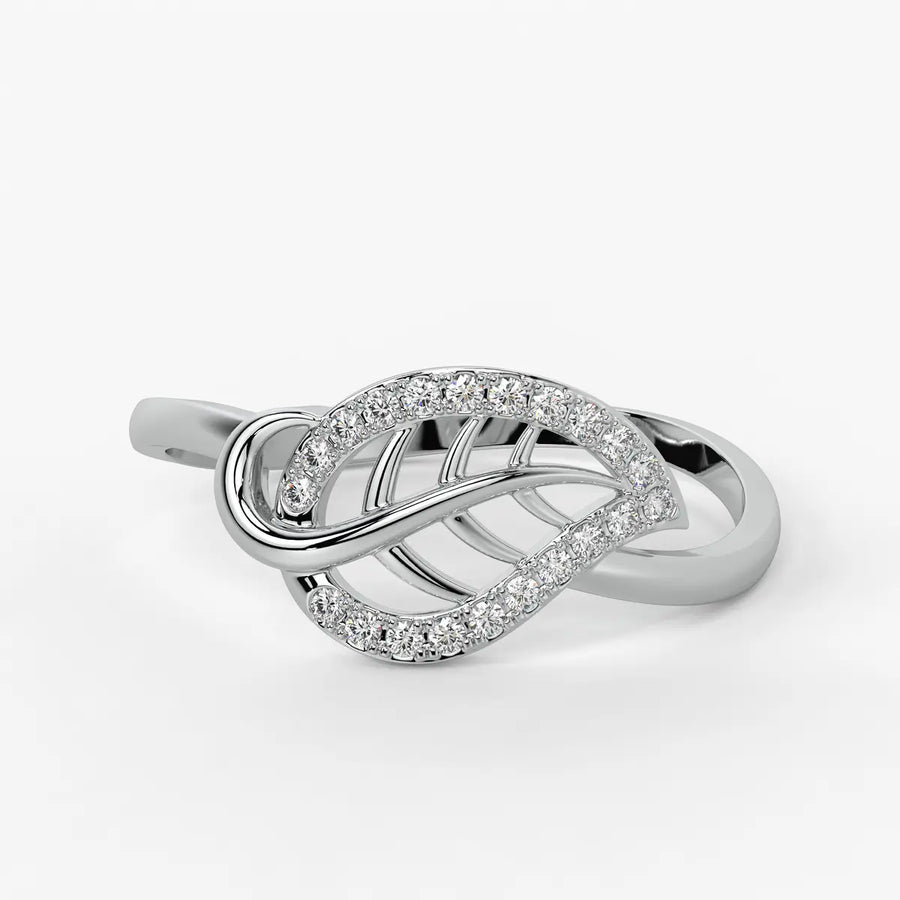 Leaf Motif Diamond Ladies Ring
