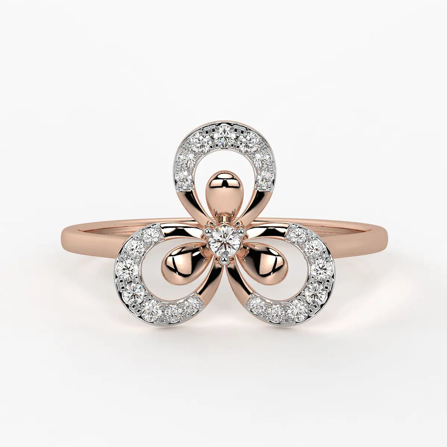 Floral Swirl Accent Ladies Ring
