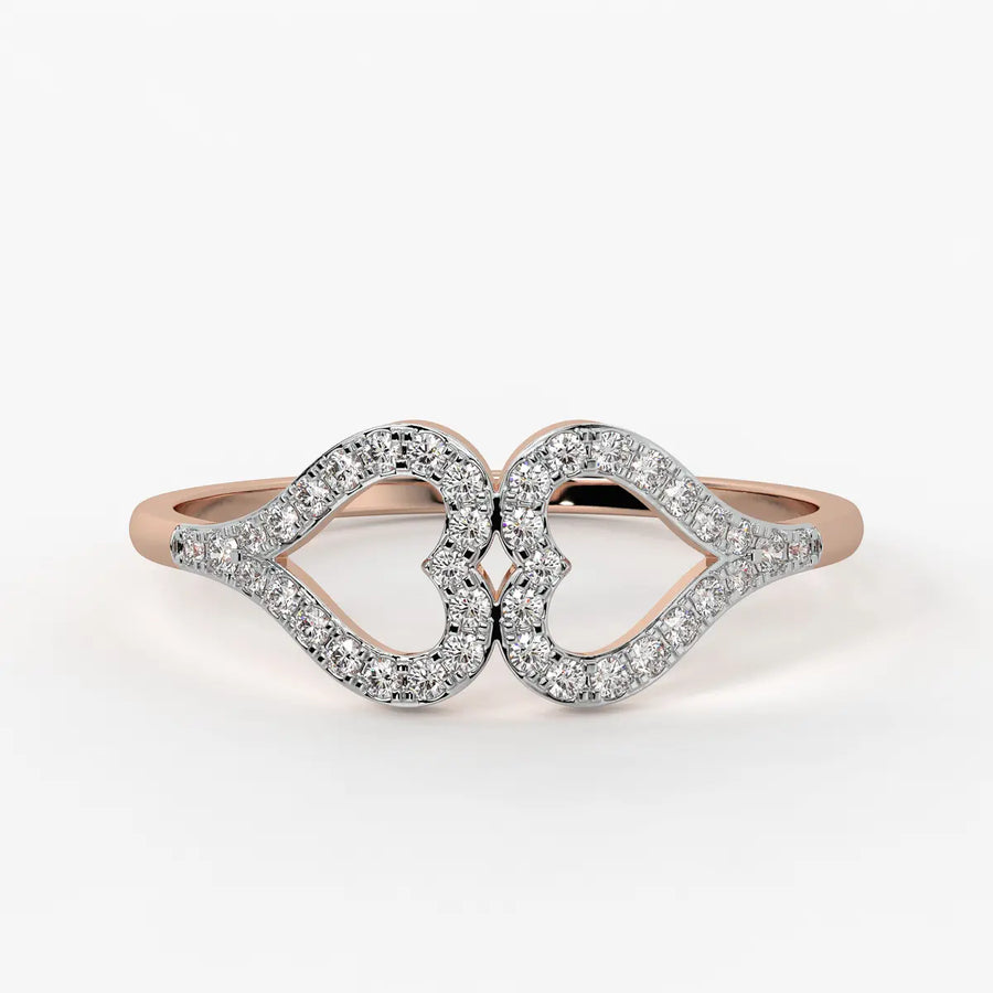 Twin Heart Accent Ladies Ring