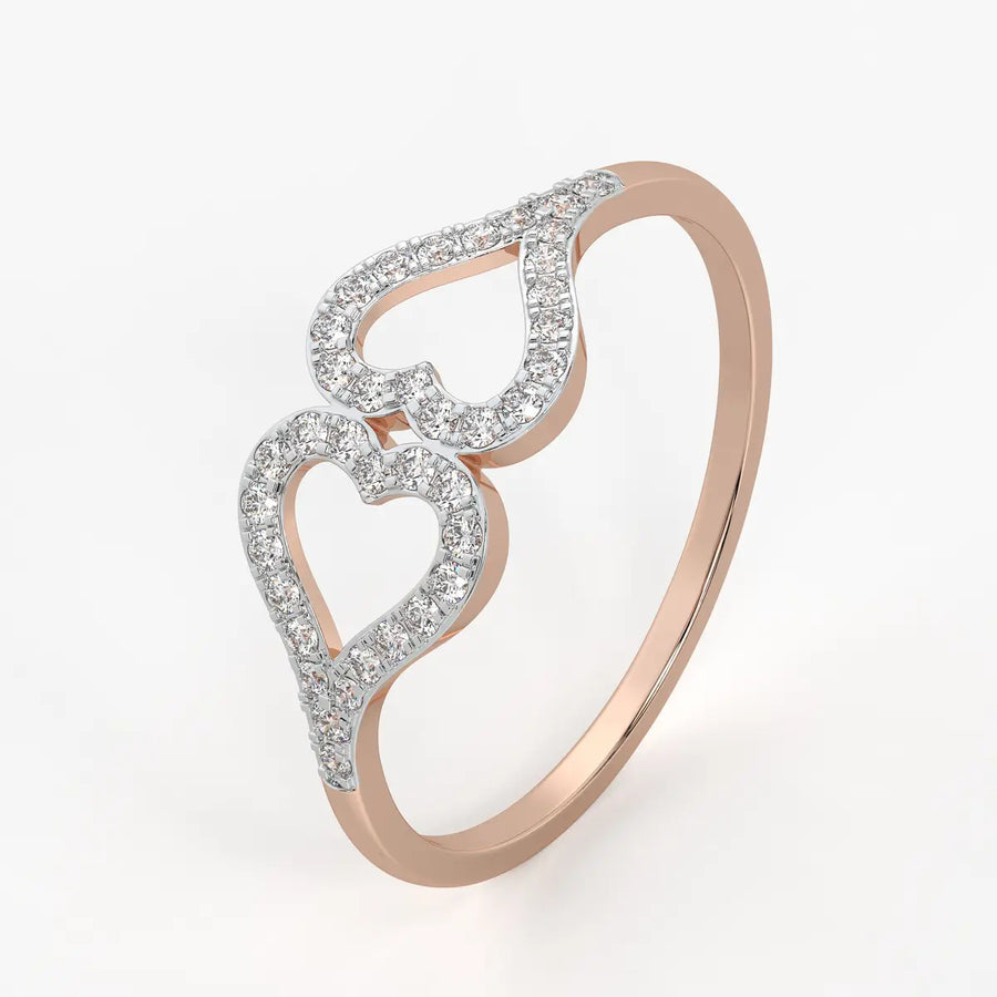 Twin Heart Accent Ladies Ring