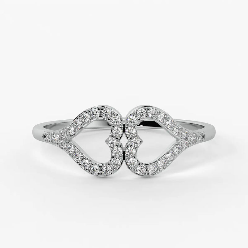Twin Heart Accent Ladies Ring