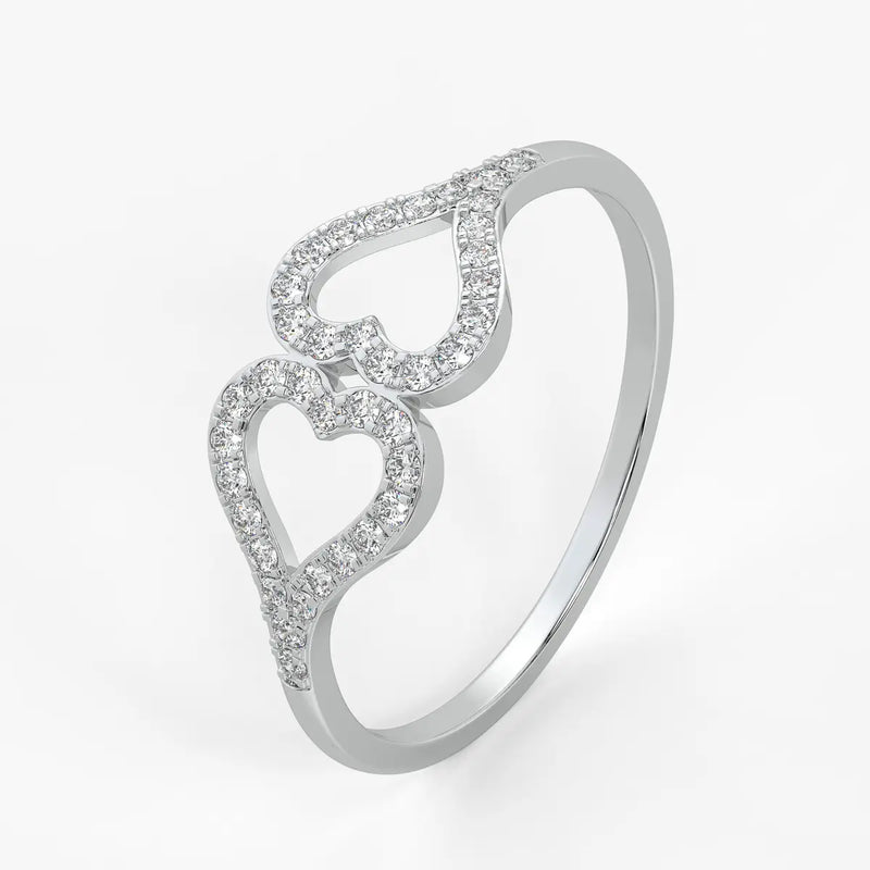 Twin Heart Accent Ladies Ring