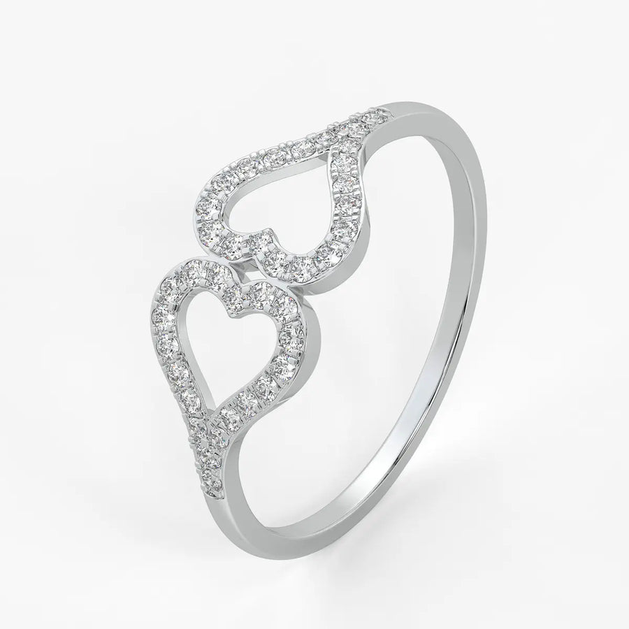 Twin Heart Accent Ladies Ring