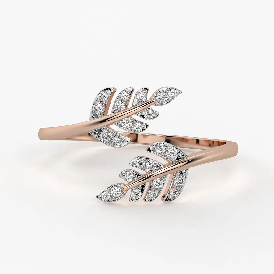 Twin Leaf Open Ladies Ring