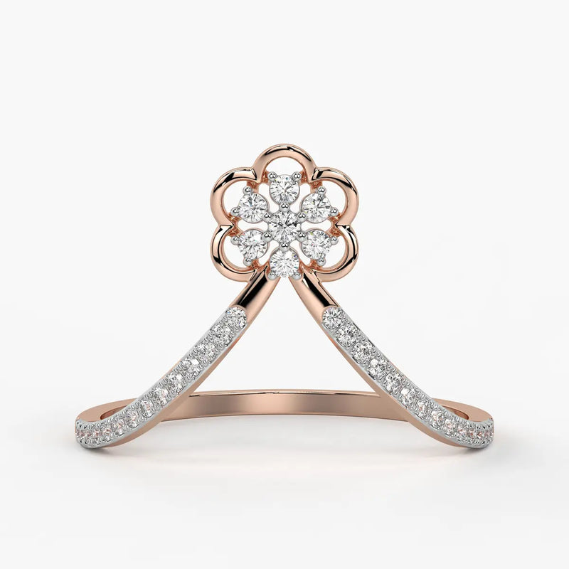 Floral Split Band Ladies Ring