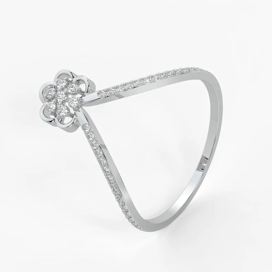 Floral Split Band Ladies Ring