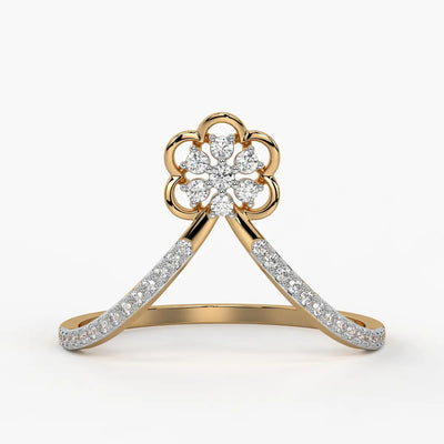 Floral Split Band Ladies Ring